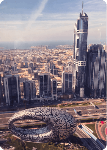 Výhled na dubaj s emirates towers - Instagram.com