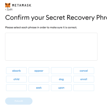 Obrázek toho, jak vypadá seed. Několik slov je odstraněno, i když jde o pouhou ilustraci - Probinex.com